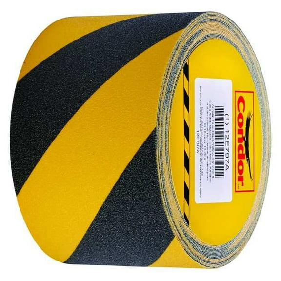 Condor AntiSlip Tape,60 ftLx4 "W,BLK/YLW,60Grit GRAN5020