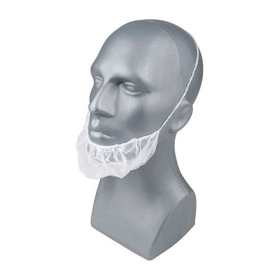 Beard Net Cover, Polypropylene, Latex-Free, White, Size Universal, 1000PK