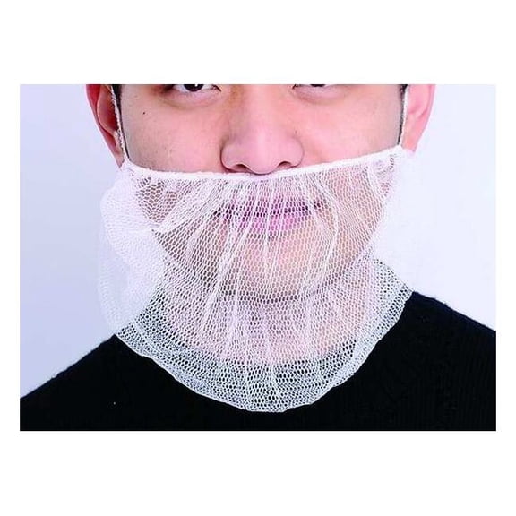 Condor Beard Cover, Polyester, 18 in Dia., White, Universal, 100 PK 23KX05