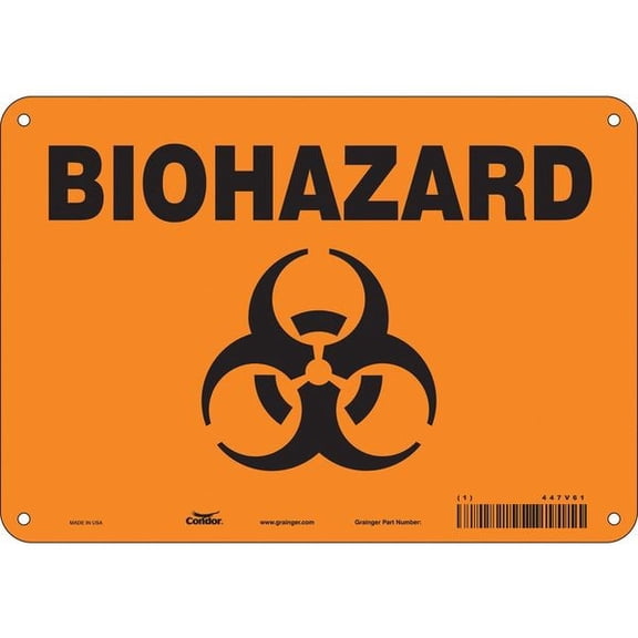 Condor Biohazard Sign,7 in x 10 in,Aluminum 447V61