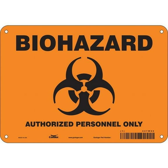 Condor Biohazard Sign,7 in x 10 in,Aluminum 447W60