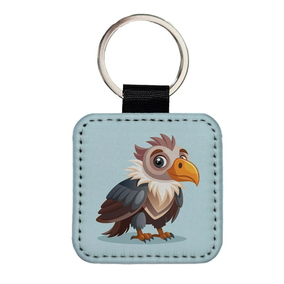 Condor Bird Cute Faux Leather Square Keychain