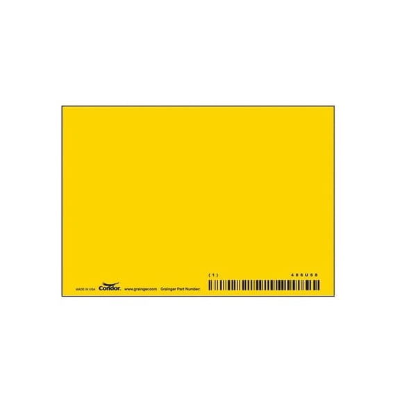 Condor Blank Sign, 5" W, 3-1/2" H, No Text, Vinyl, Yellow 486U68