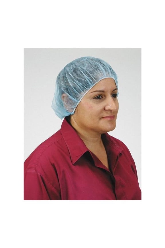 Bouffant Cap, Polypropylene, 18 in Dia., Blue, S, 100 PK 3EZD1
