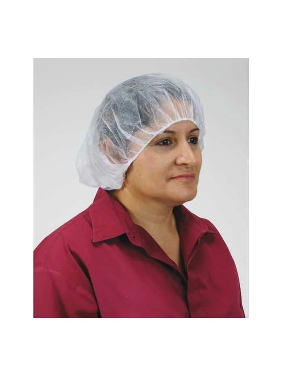 Bouffant Cap, Polypropylene, Latex-Free, White, 24 in Dia., Size Large, 100PK 3EZC5