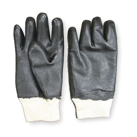 Condor Chemical Resistant Gloves, Cotton Jersey, 10.25 in L, Black, M, 1 PR