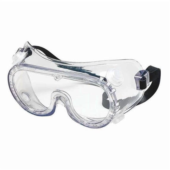Safety Goggles, Clear Lens, Uncoated, Indirect Vented, Rubber Strap, Dielectric