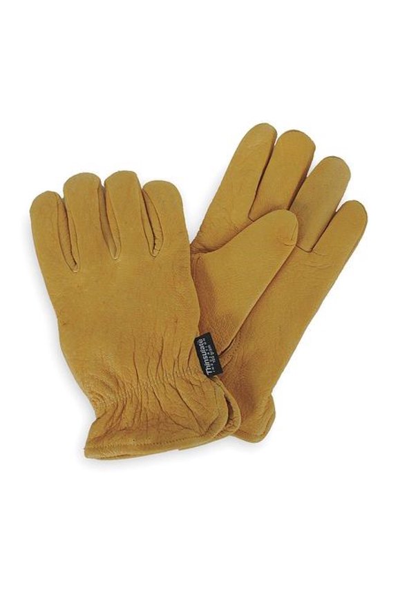 Cold Protection Gloves, Grain Deerskin Leather Palm, Thinsulate Lining, Golden Yellow, L ( 9 )