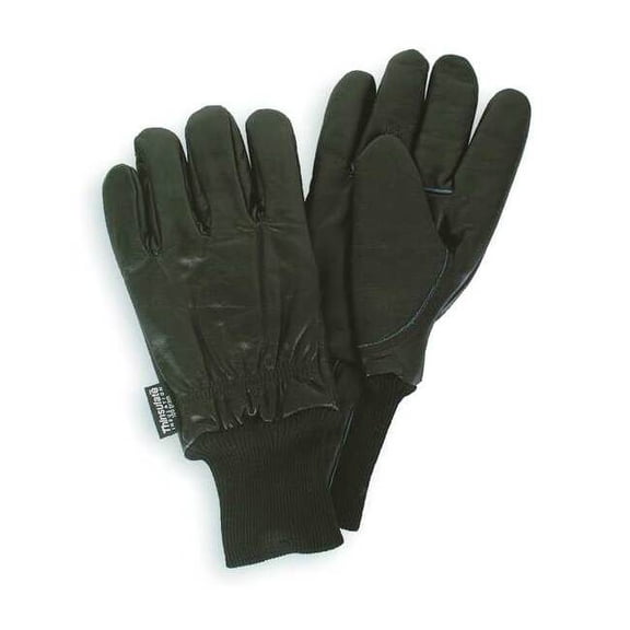 Cold Protection Gloves, Grain Cowhide Leather Palm, Thinsulate Lining, Black, S ( 7 ) 4TJW2