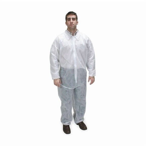 Condor Collared Coveralls,Whte,XL,Elastic,PK25 2KTL3