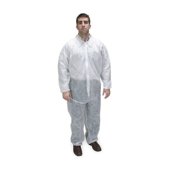 Condor Collared Coveralls,Whte,XL,Elastic,PK25 2KTL3