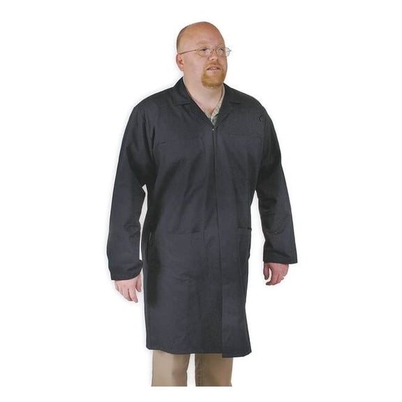 Manufacturer Varies Men's Collared Shop Coat, Cotton, Snaps, Navy, S 4TWF2