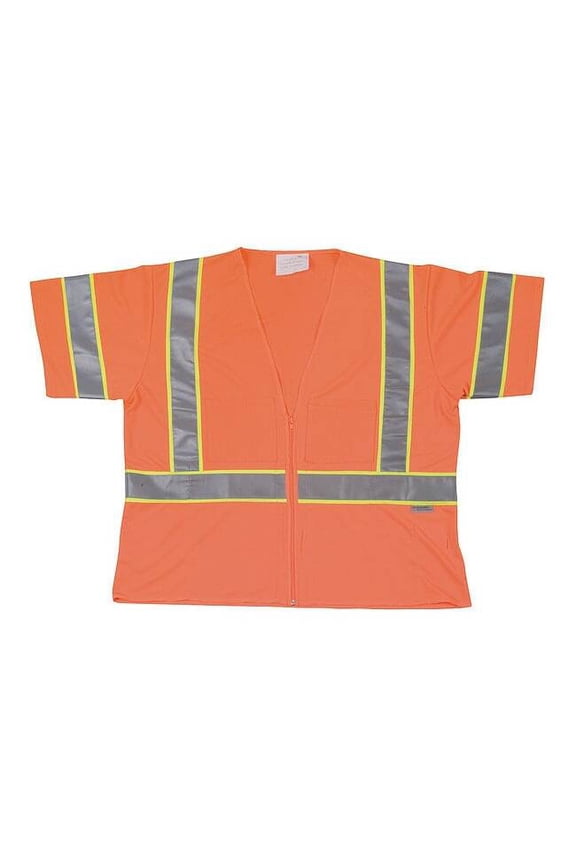3XL Class 3 Cool Dry High Visibility Vest, Orange 1YAU8