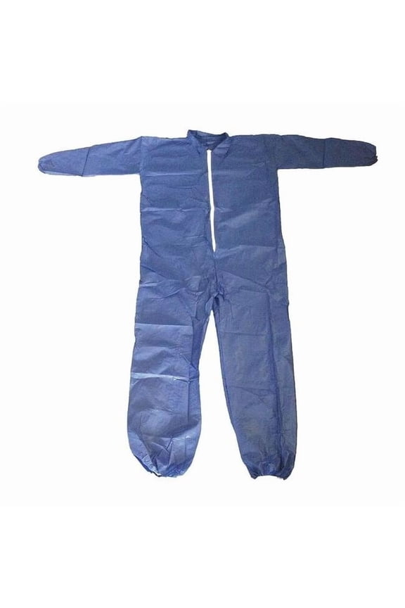 Collared Disposable Coveralls, 2XL, Blue, polypropylene, zipper 26W818