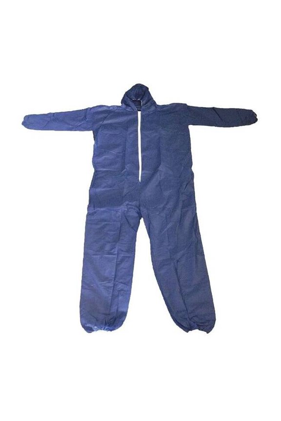 Hooded Disposable Coveralls, 3XL, Blue, polypropylene, zipper 26W827