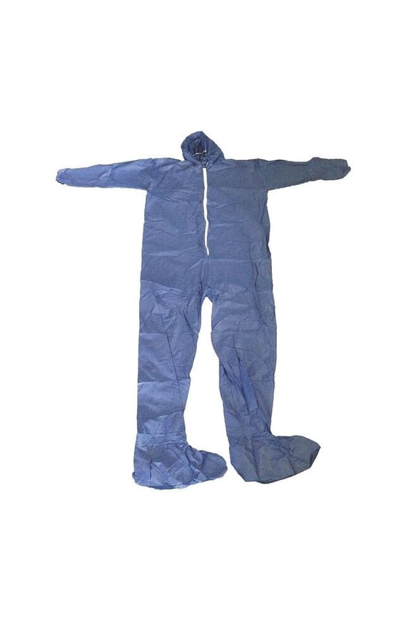 Hooded Disposable Coveralls, 3XL, Blue, polypropylene, zipper 26W833