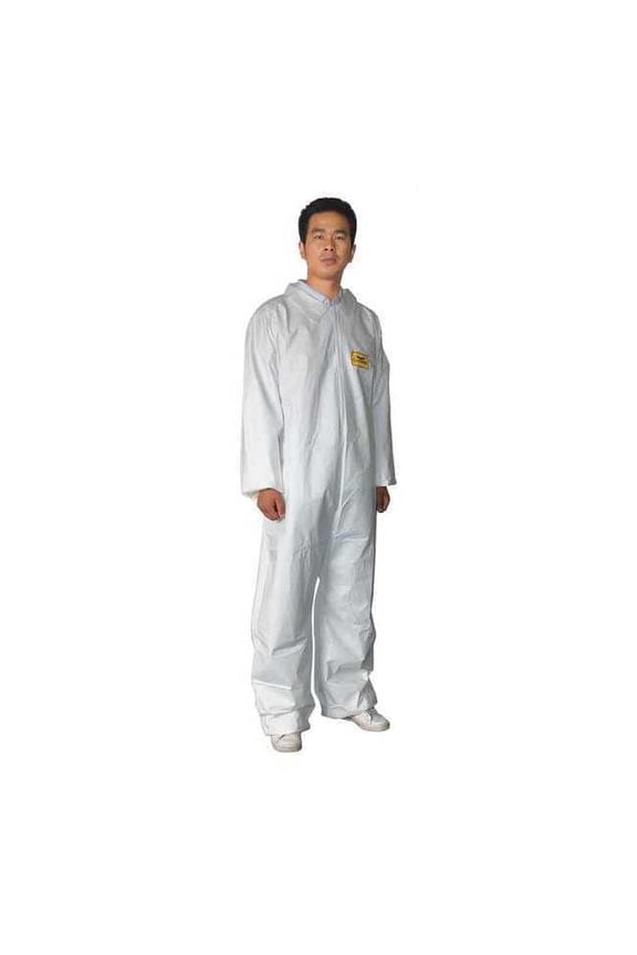Collared Disposable Coveralls, 3XL, White, zipper 30C567