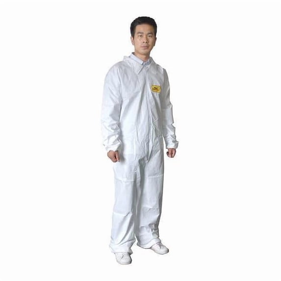 Condor Collared Disposable Coveralls, 3XL, White, zipper 30C572