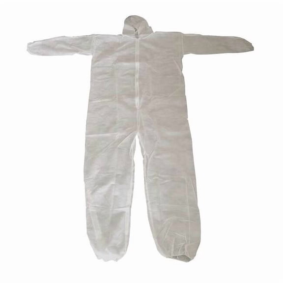 Hooded Disposable Coveralls, 3XL, White, polypropylene, zipper 26W771
