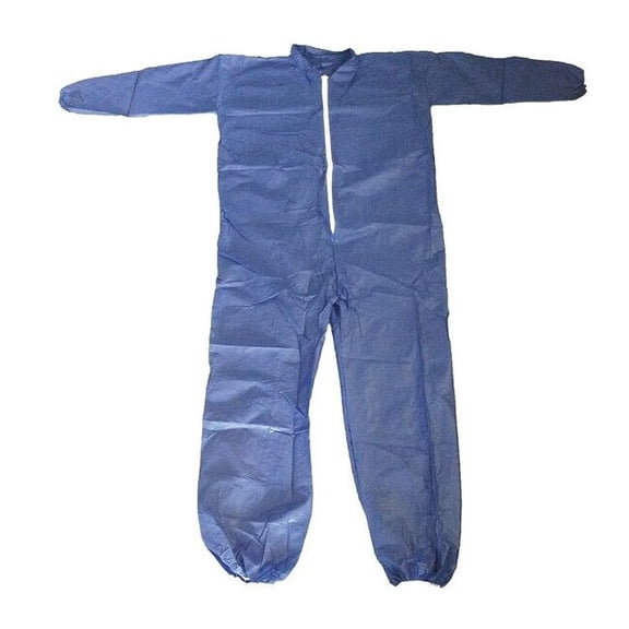 Condor Collared Disposable Coveralls, 4Xl, Blue, polypropylene, zipper 26W820
