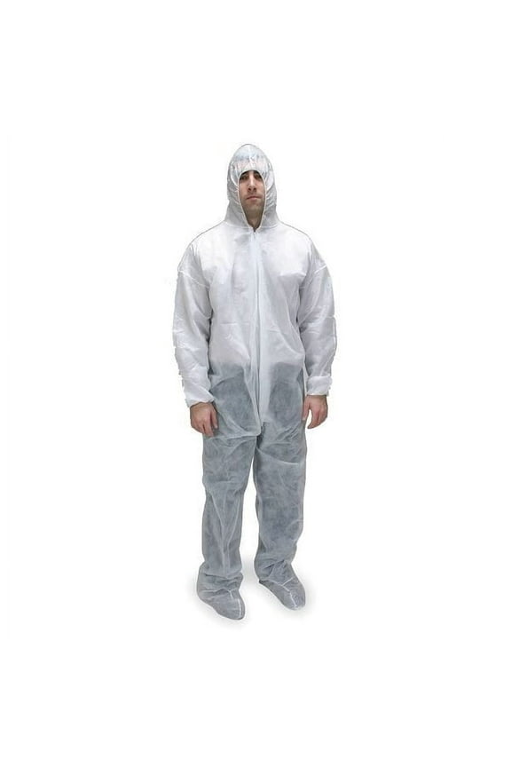 Coveralls,M,Wht,Polypropylene,PK25 2KTN8