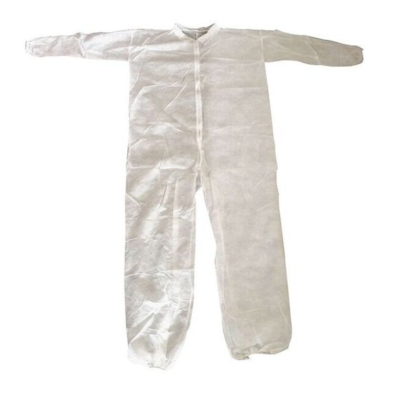 Condor Collared Disposable Coveralls, S, White, polypropylene, zipper 26W758