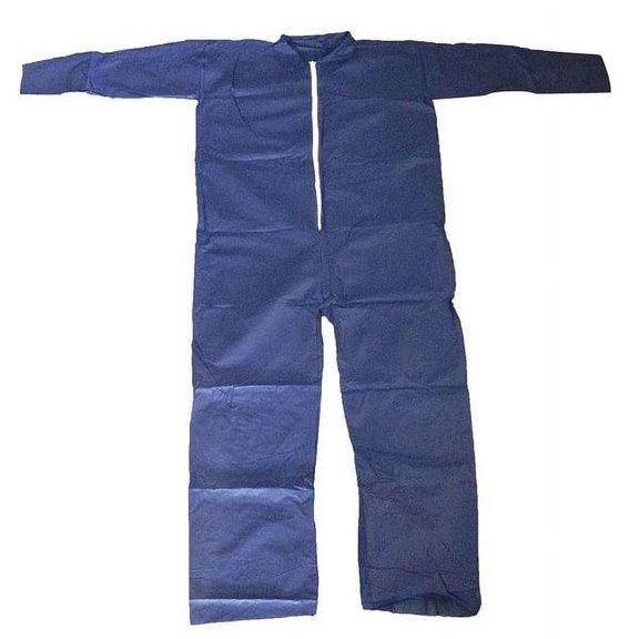 Condor Collared Disposable Coveralls, Xl, Blue, polypropylene, zipper 26W809