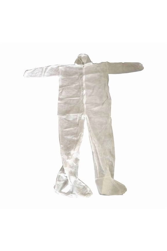 Hooded Disposable Coveralls, Xl, White, polypropylene, zipper 26W775