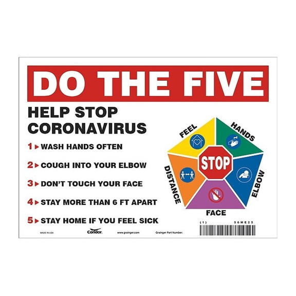 Condor Hygiene Sign, 7 in H, 10 in W, Vinyl, English, HWB754T0710 HWB754T0710