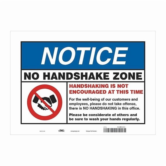 Hygiene Sign, 14" W x 10" H, English, Vinyl, White HWN834T1014
