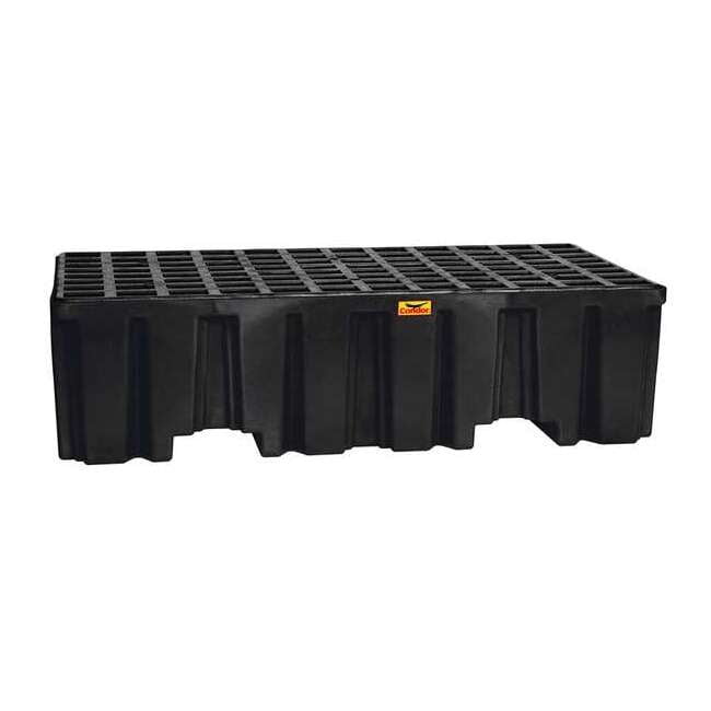 Spill Pallet, 66 gal Spill Capacity, 2 Drums, 4,000 lb Load Capacity, Polyethylene 1620BNDC