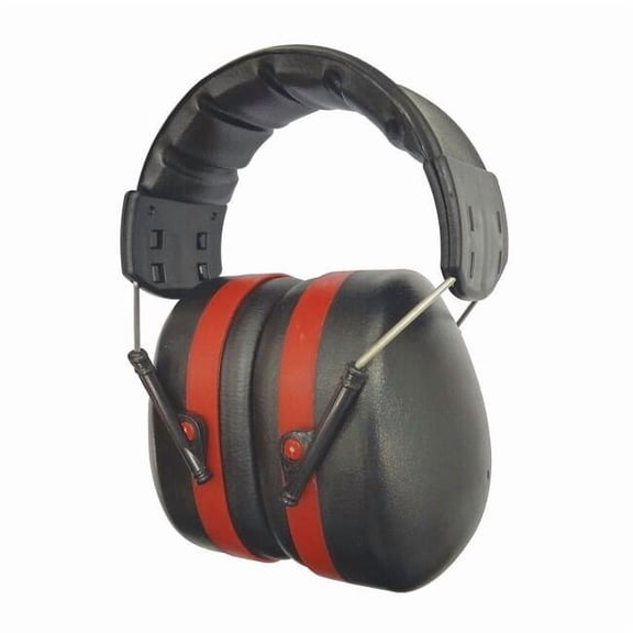 Over-the-Head Ear Muffs, 24 dB NRR, Passive, General Purpose, Black/Red 26X625
