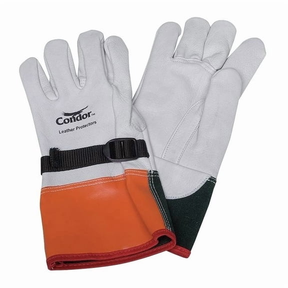 Condor Elec. Glove Protector,8,Wht/Org/Grn,PR 3NEE6