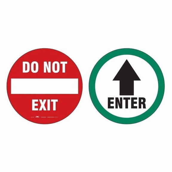 Condor Exit Sign, Vinyl, 6" W, 6" H, Do Not Exit/Enter, Green, Red, White 487D50
