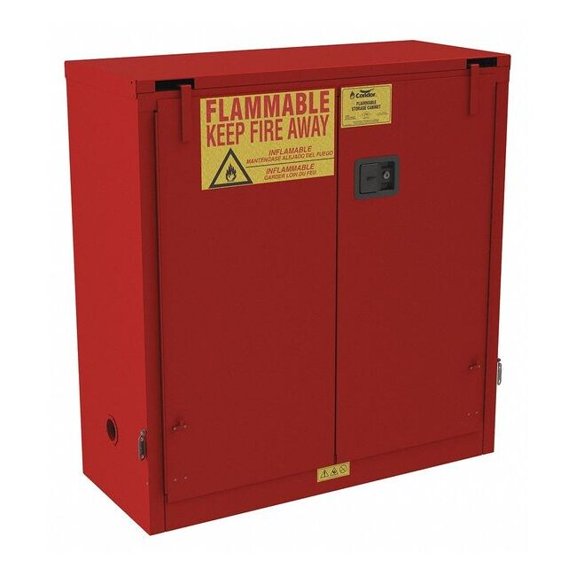 Flammable Safety Storage Cabinet, Recessed Pull Handle, Red, 1 Shelves