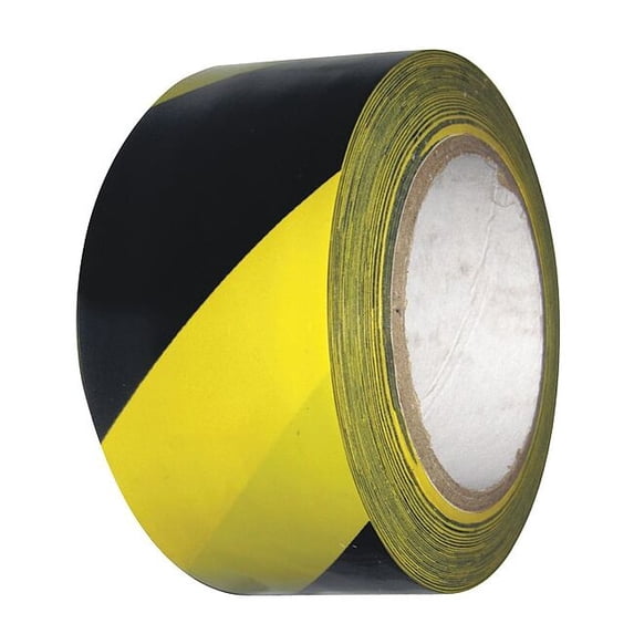 Safety Warning Tape Vinyl Black/Yellow, 2" W x 108 ft. L, 5 mil Thick