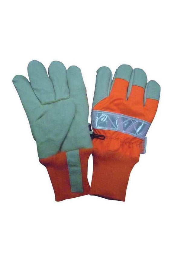 Leather Gloves, Knit Wrist Cuff, Wing Thumb, Orange, 2XL, 1 PR 48WU03
