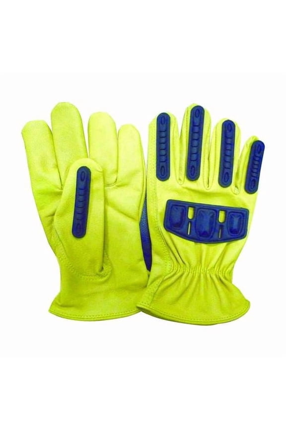 Leather Drivers Gloves, Shirred Slip-On Cuff, Wing Thumb, Gold/Yellow, S, 1 PR 48WT93
