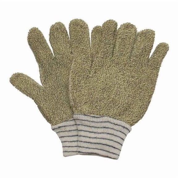 Heat Resistant Gloves, Kevlar(R)/Cotton, 500 Degrees F Max Temp., Knit Cuff Green/Natural