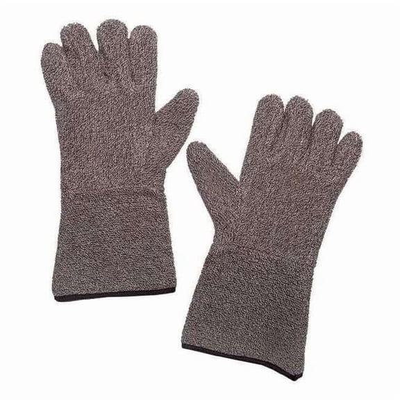 Heat Resistant Gloves, Terry Cloth, 450 Degrees F Max Temp., Gauntlet Cuff Brown/White
