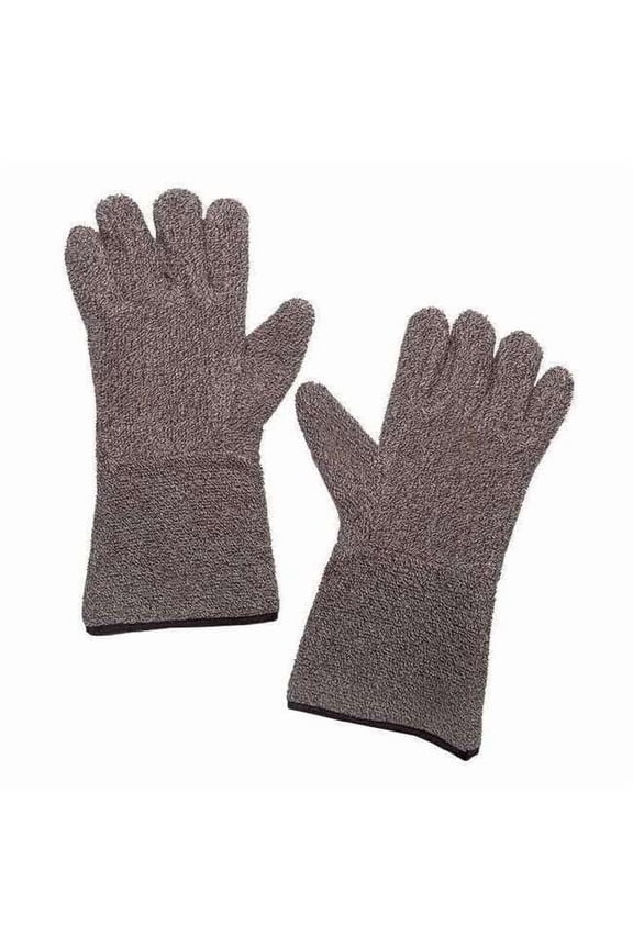 Heat Resistant Gloves, Terry Cloth, 450 Degrees F Max Temp., Gauntlet Cuff Brown/White