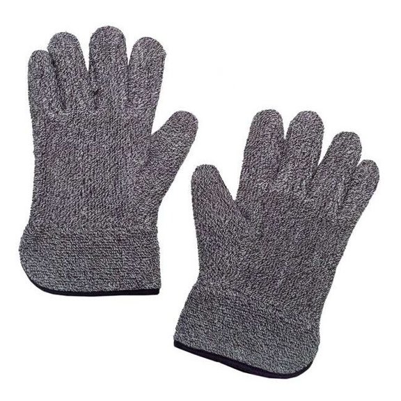 Heat Resistant Gloves, Terry Cloth, 450 Degrees F Max Temp., Slip-On Cuff Brown/White, 1 PR