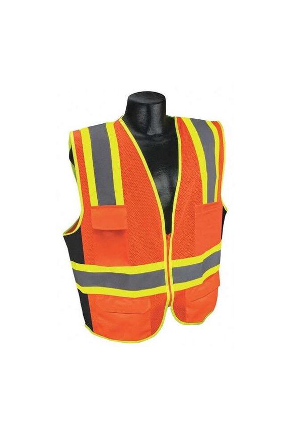 High Visibility Vest,Orange/Red,4XL 53YM78