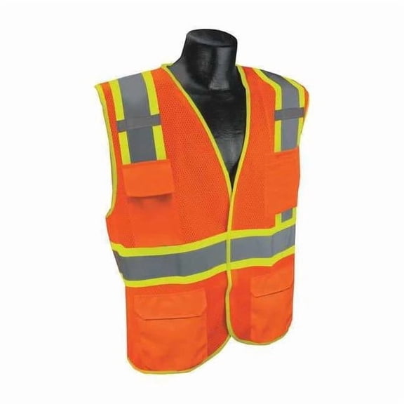 Condor High Visibility Vest,Orange/Red,4XL/5XL 53YN56