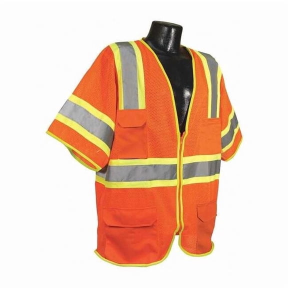 Condor High Visibility Vest,Orange/Red,5XL 53YN92