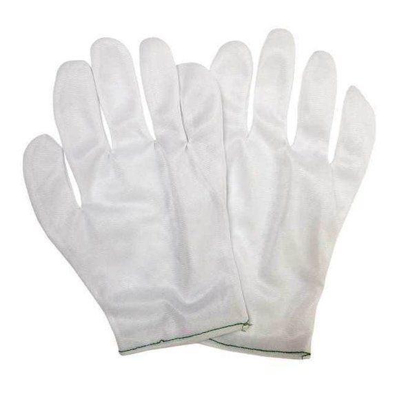 Condor Inspection Gloves,White,Nylon,L,PK12 48UR64