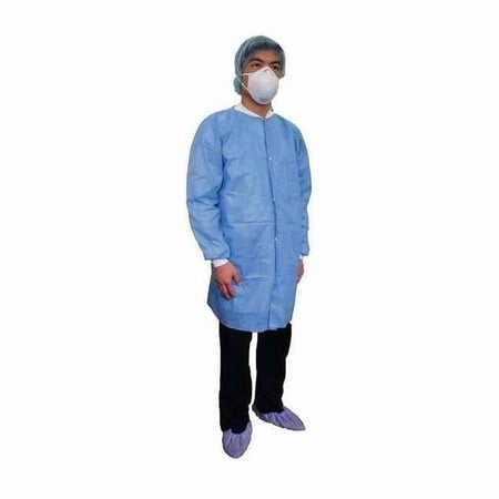 Condor Condor Disposable Lab Coat, SMS, Snaps Closure, Blue, 2XL 31TV10