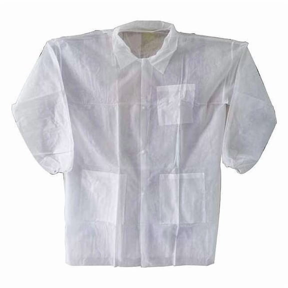 Condor Disposable Lab Coat, Polypropylene, Snaps Closure, White, 2XL, 30 PK