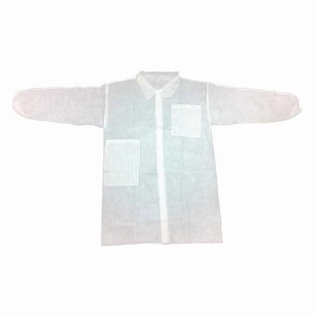 Condor Disposable Lab Coat, Polypropylene, Snaps Closure, White, XL, 30 PK