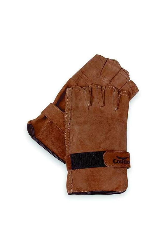 Leather Drivers Gloves, Hook-and-Loop Cuff, Wing Thumb, Brown, M, 1 PR